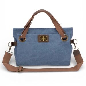 Blue and Brown Women's Shoulder Bag